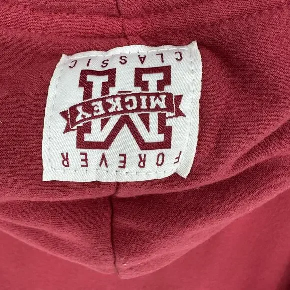 Disney Mickey Mouse Hoodie Mens XL Red Sherpa Lined Classic Pullover Sweatshirt - Picture 6 of 9